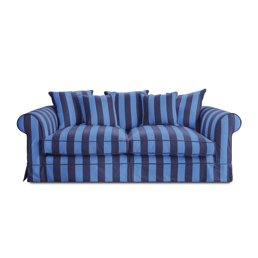 Salthrop Large Sofa with Scatter Cushion in Coastal Blue Stripe