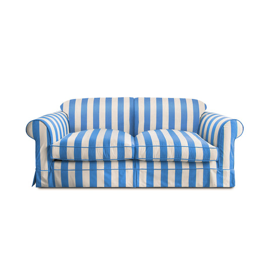 Salthrop Large Sofa with Big Back Cushion in Cornish Blue Stripe