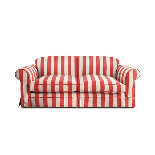 Salthrop Large Sofa with Big Back Cushion in Petunia Red Stripe