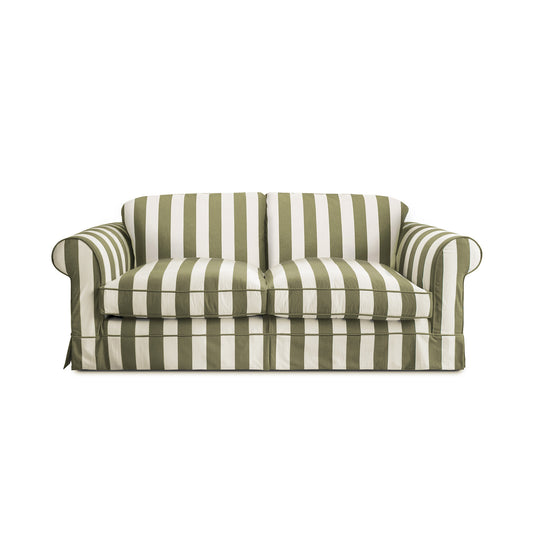 Salthrop Large Sofa with Big Back Cushion in Spring Green Stripe