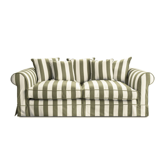 Salthrop Large Sofa with Scatter Cushion in Spring Green Stripe