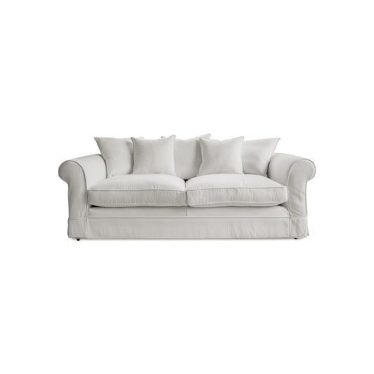 Barton Large Sofa with Scatter Cushions in Cotton Linen Cool Coconut - Made To Order
