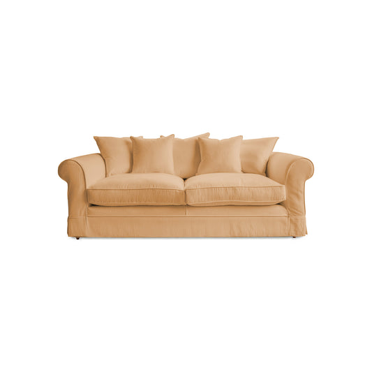 Barton Large Sofa with Scatter Cushions in Cotton Linen Sunflower - Made To Order