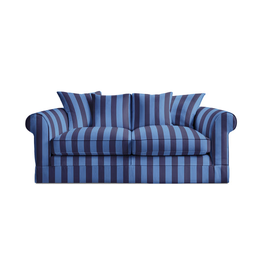 Salthrop Medium Sofa with Scatter Cushion in Coastal Blue Stripe