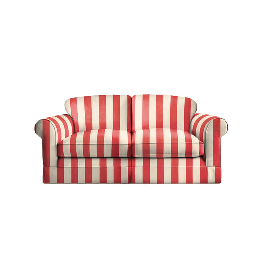 Salthrop Medium Sofa with Big Back Cushion in Petunia Red Stripe