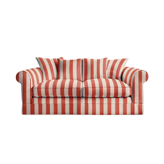 Salthrop Medium Sofa with Scatter Cushion in Petunia Red Stripe