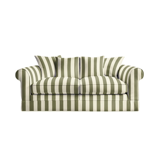 Salthrop Medium Sofa with Scatter Cushion in Spring Green Stripe