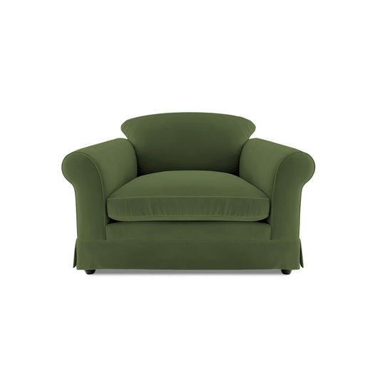 Barton Small Sofa with Big Back Cushions in Cotton Linen Evergreen - Made To Order