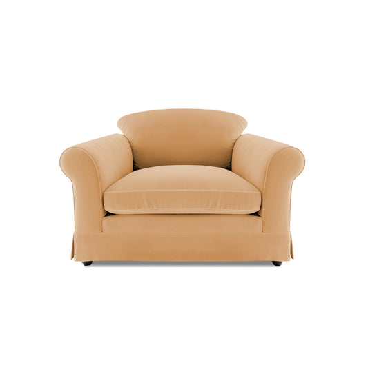 Barton Small Sofa with Big Back Cushions in Cotton Linen Sunflower - Made To Order