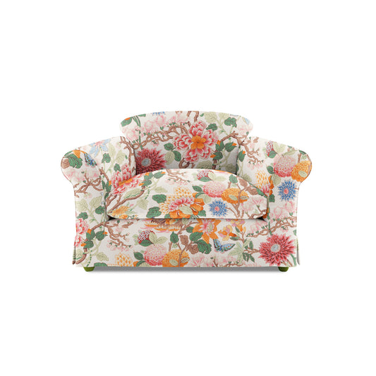 Barton Small Sofa with Big Back Cushions in Magnolia Cream Blue - Made to Order