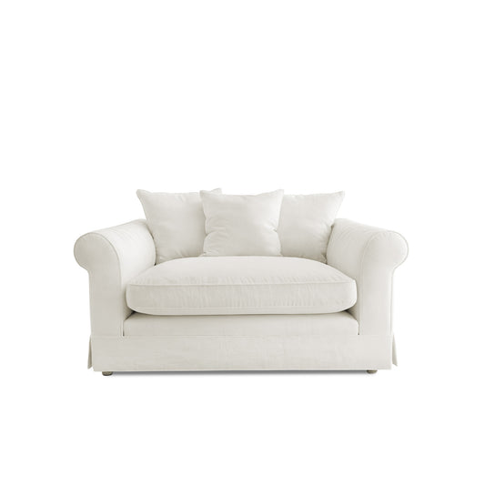 Barton Small Sofa with Scatter Cushions in Cotton Linen Cool Coconut - Made To Order