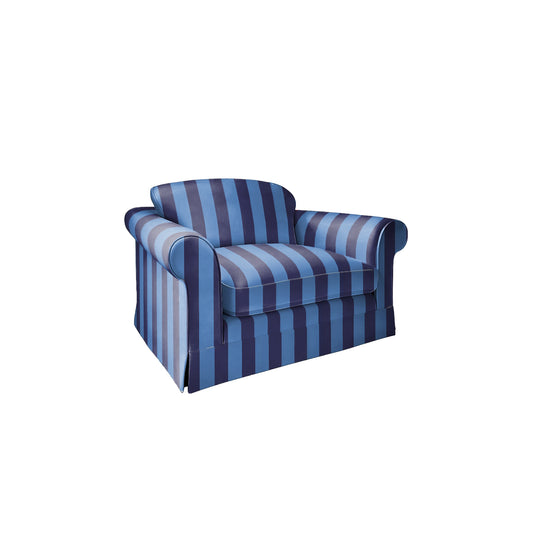 Salthrop Loveseat with Big Back Cushion in Coastal Blue Stripe
