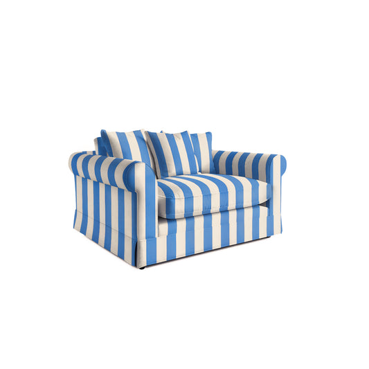 Salthrop Loveseat with Scatter Cushion in Cornish Blue Stripe