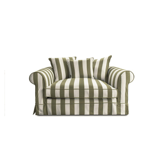 Salthrop Loveseat with Scatter Cushion in Spring Green Stripe