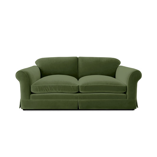Barton Large Sofa with Big Back Cushions in Cotton Linen Evergreen - Made To Order