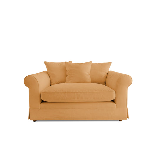 Barton Small Sofa with Scatter Cushions in Cotton Linen Sunflower - Made To Order