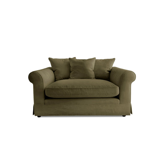 Salthrop Loveseat with Scatter Cushion in Beatrice Olive