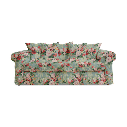 Barton Large Sofa with Scatter Cushions in English Garden Grey Skies - Made To Order