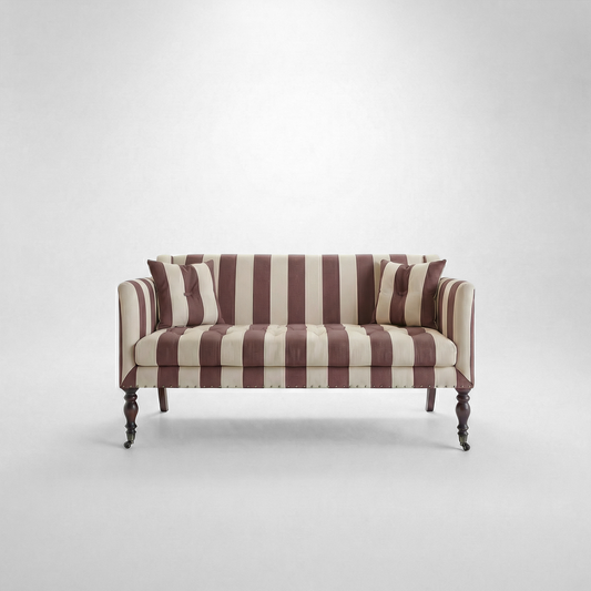 Sophia 2 seater sofa in Chocolate Stripe - Made to Order