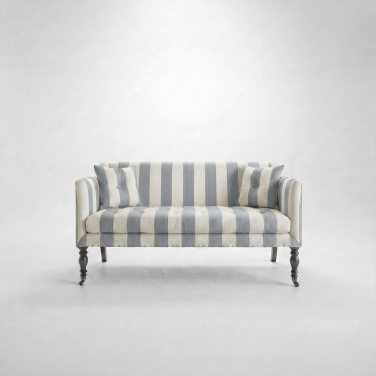 Sophia 2 seater sofa in Garden Grey Stripe - Made to Order