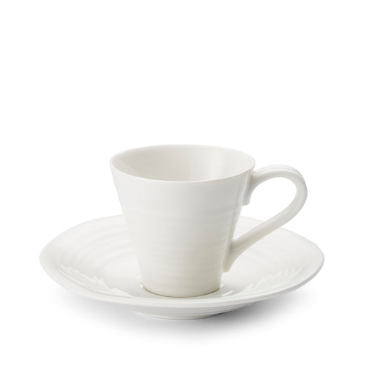 White Porcelain Espresso Cup & Saucer - Set of Two