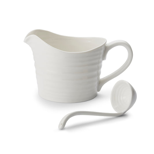 White Porcelain Sauce Jug & Mini Ladle