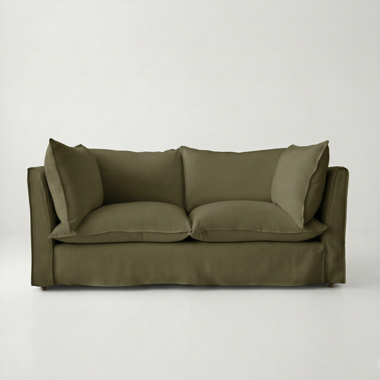 Coco 2.5 seater sofa with Knife Edge cushion in Beatrice Olive - Made To Order