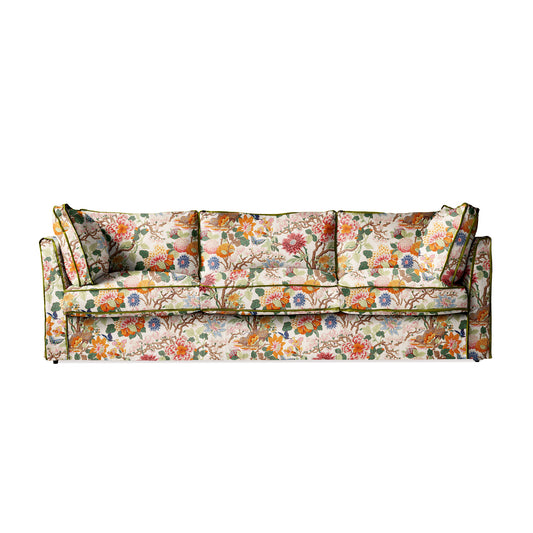 Coco 4 seater sofa with Contrast Piped Box Edge cushion in Magnolia Cream Blue - Made to Order