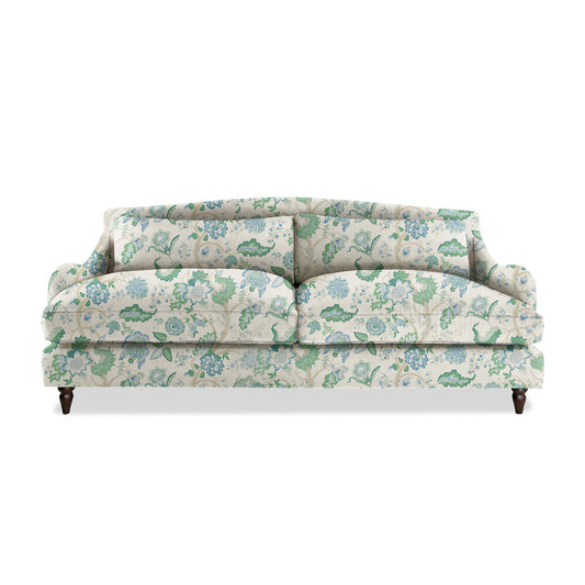 Isobel 4 seater sofa in Natural Linen Kitty Blue Green