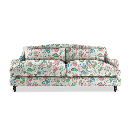 Isobel 4 seater sofa in Natural Linen Kitty Spring Green