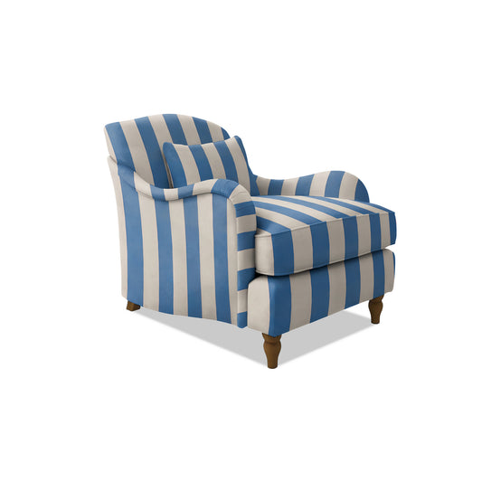 Isobel Armchair with Fixed Back in Cornish Blue Stripes