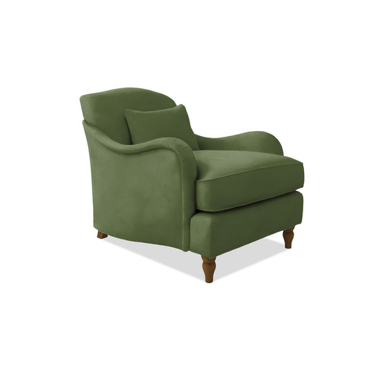 Isobel Armchair with Fixed Back in Cotton Linen Evergreen