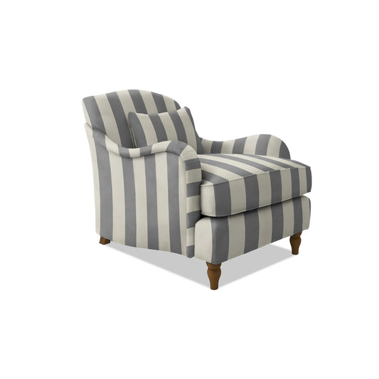 Isobel Armchair with Fixed Back in Garden Grey Stripes