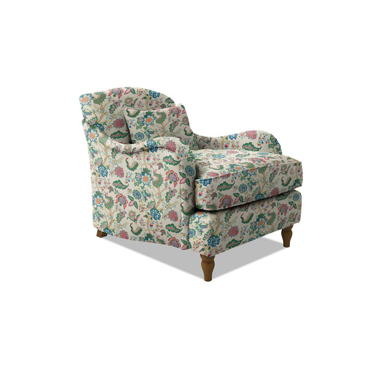 Isobel Armchair with Fixed Back in Natural Linen Kitty Spring Green
