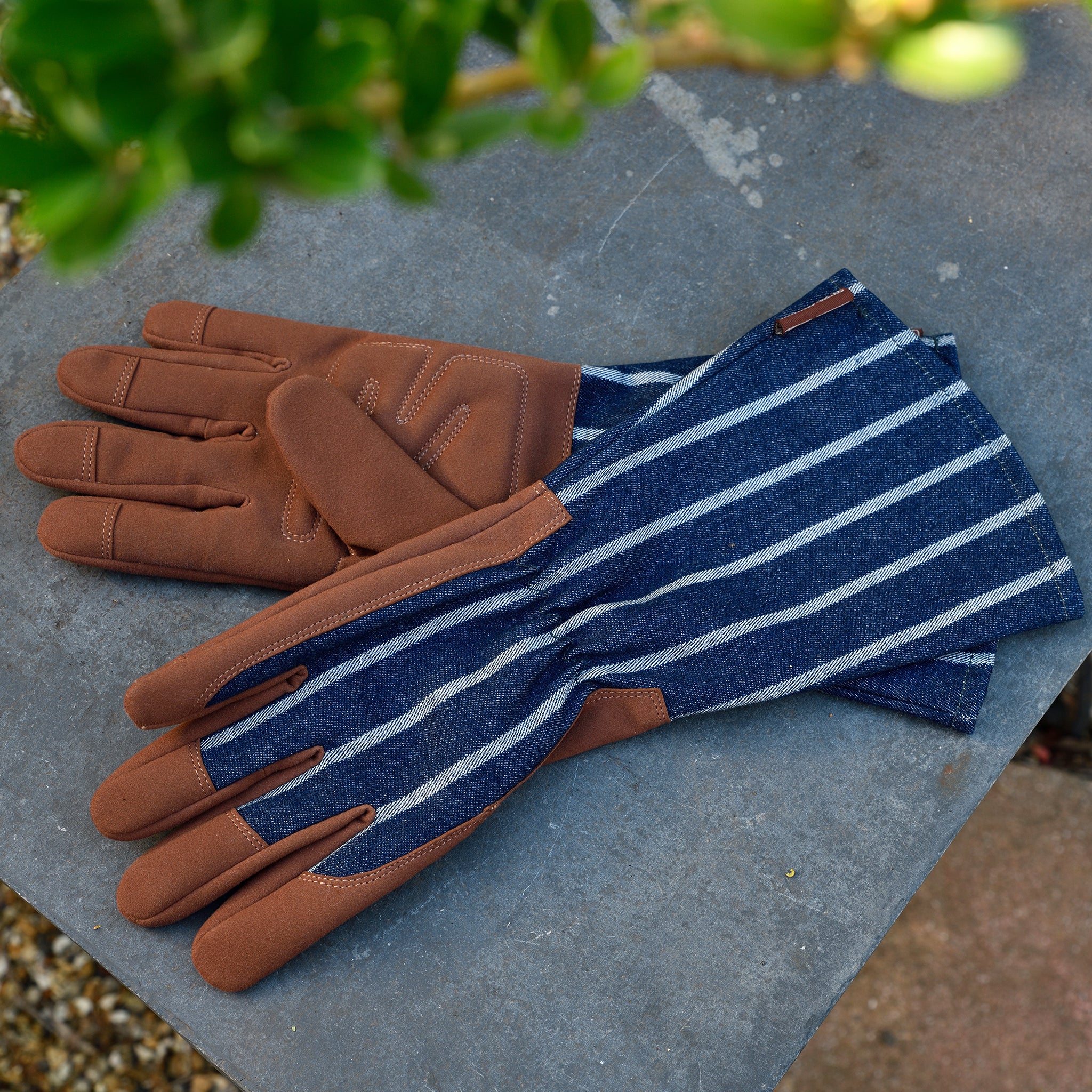 sophie conran gardening gloves Blue Ticking Gauntlet Gloves – sophieconran