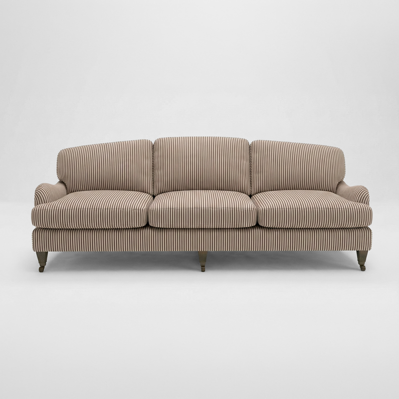 Isobel 4 seater sofa in Narrow Chocolate Stripes