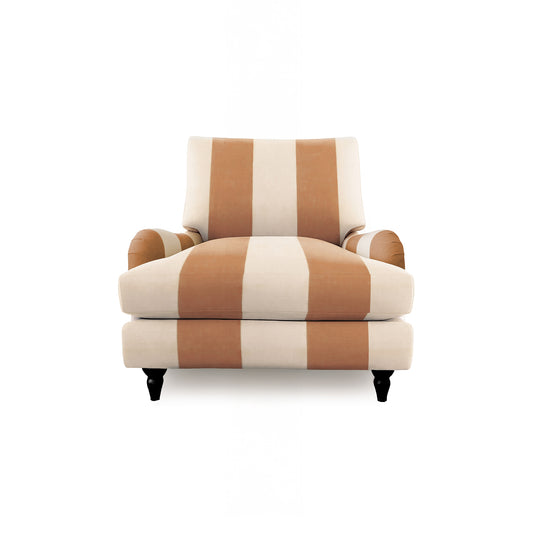 Isobel Armchair with Big Back Cushion in Caramel Stripe