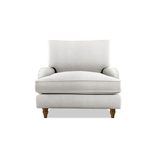 Isobel Armchair with Big Back Cushion in Cotton Linen Cool Coconut