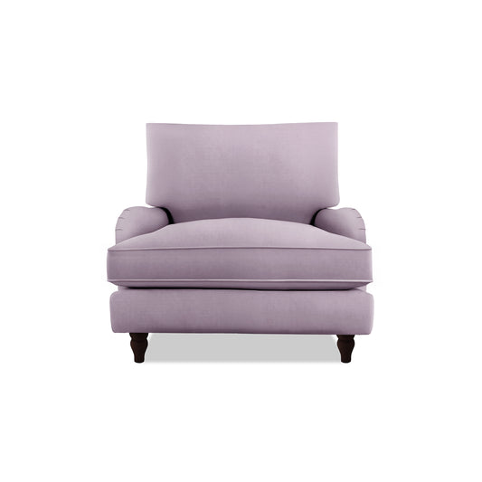 Isobel Armchair with Big Back Cushion in Lilac Linen