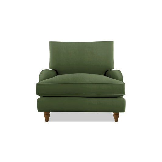 Isobel Armchair with Big Back Cushion in Cotton Linen Evergreen