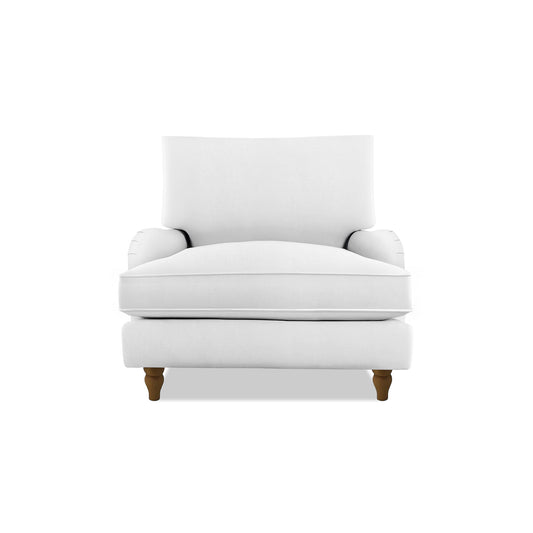 Isobel Armchair with Big Back Cushion in Cotton Linen Snow Drop