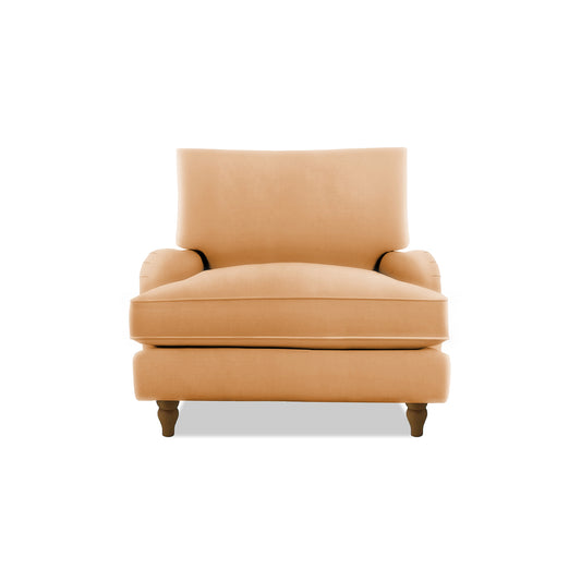 Isobel Armchair with Big Back Cushion in Cotton Linen Sunflower