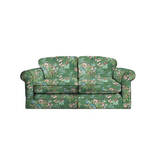Salthrop Medium Sofa with Big Back Cushion in Juniper with Pine Velvet Trim