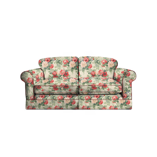 Salthrop Medium Sofa with Big Back Cushion in Classic Rose with Rosewood Velvet Trim