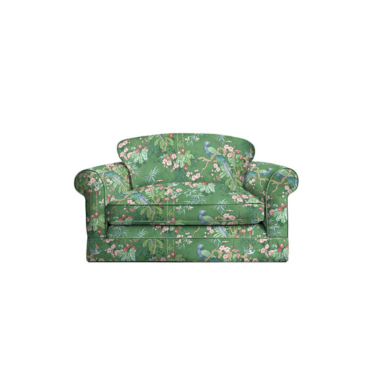 Salthrop Loveseat with Big Back Cushion in Juniper with Pine Velvet Trim