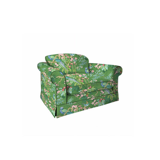 Salthrop Loveseat with Big Back Cushion in Juniper with Pine Velvet Trim