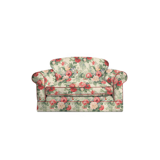 Salthrop Loveseat with Big Back Cushion in Classic Rose with Rosewood Velvet Trim