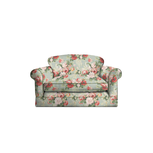 Salthrop Loveseat with Big Back Cushion in Grey Skies with Green Tea Velvet Trim