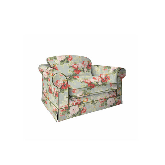 Salthrop Loveseat with Big Back Cushion in Grey Skies with Green Tea Velvet Trim