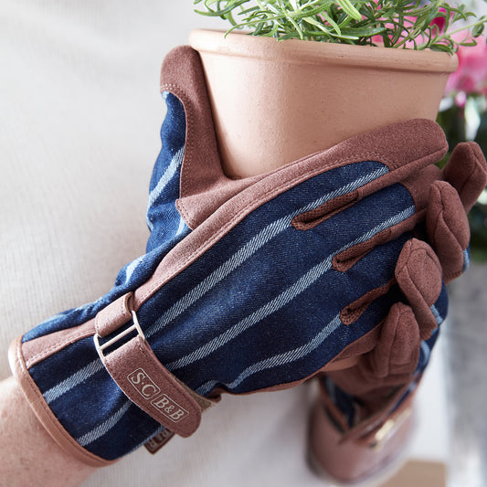 Blue Ticking Everyday Gardener's Gloves